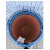NEW OVERSIZED ROUND CERAMIC GLAZE PLANTER BLUE
