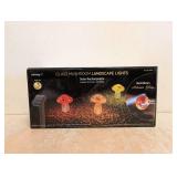 INFINITY XT GLASS MUSHROOM LANDSCAPE LIGHTS SOLAR RECHARGEABLE 3PK