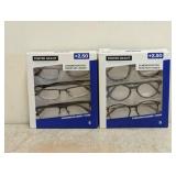 (2) NEW FOSTER GRANT +2.50 READING GLASSES 3PK