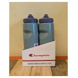 NEW CHAMPION QUENCH SQUEEZE BOTTLE 24OZ. 4PK. DARK FORREST/GREY BLUE