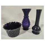 Deep Purple & Black Glass Decor Pieces