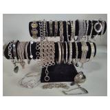 Lot of Silver Tone Costume Bracelets