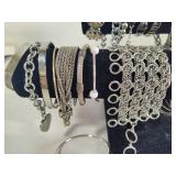 Lot of Silver Tone Costume Bracelets
