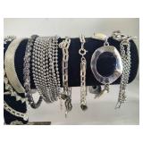 Lot of Silver Tone Costume Bracelets