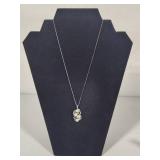 925 Stamped Pearl Pendant & Chain