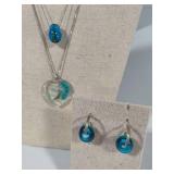 925 Stamped Pretty Aqua Colored Glass Jewelry