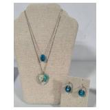 925 Stamped Pretty Aqua Colored Glass Jewelry