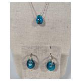925 Stamped Pretty Aqua Colored Glass Jewelry