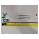 925 Stamped Pretty Aqua Colored Glass Jewelry