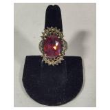 925 Vintage Sterling Silver Ring w/Garnet Colored Stone