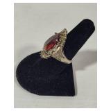 925 Vintage Sterling Silver Ring w/Garnet Colored Stone