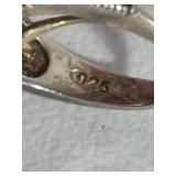 925 Vintage Sterling Silver Ring w/Garnet Colored Stone