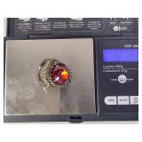 925 Vintage Sterling Silver Ring w/Garnet Colored Stone
