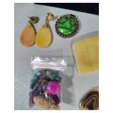 Large Lot of Stone Jewelry w/Cabochons & Misc Repair Stones