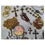 Huge Lot of Religious Jewelry & Books
