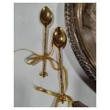 Silver Plated Platter & Asst Spoons