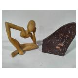 Wood Sculpture & Stone Bookend