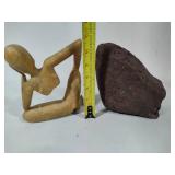 Wood Sculpture & Stone Bookend