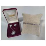 925 Stamped Snowflake Jewelry Set & 925 Bracelet