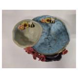 Majolica Two-Tier Honey Bee Trinket Bowl