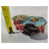 Majolica Two-Tier Honey Bee Trinket Bowl