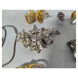 Blingy Lot of Costume Jewelry - Many Stamped