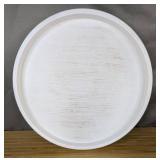 Rustic Round Wood Serving Tray White 18' - Brand New