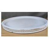 Rustic Round Wood Serving Tray White 18' - Brand New