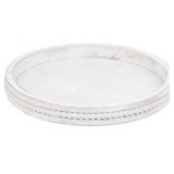 Rustic Round Wood Serving Tray White 18' - Brand New