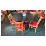 One 54" Round Table & 5 Chairs plus Napkin Dispenser