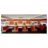 4 Tables & 3 Double-back & 2 Single Booth seating