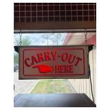 Vintage collectible LED "Carry-out" hanging sign