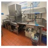 Left side drain board;  right-side rinse sink and sprayer