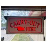 Vintage collectible LED "Carry-out" hanging sign