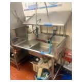 Left side drain board;  right-side rinse sink and sprayer