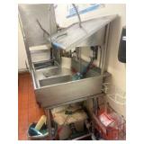 Left side drain board;  right-side rinse sink and sprayer