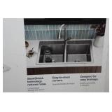 Kohler Cursiva Stainless Steel Double Equal Kitchen Sink 33"x22"x9"