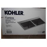 Kohler Cursiva Stainless Steel Double Equal Kitchen Sink 33"x22"x9"