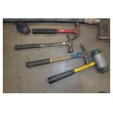 Assorted Tools - Axe, Hammers, Sockets, Caulk Gun