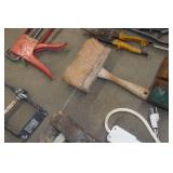 Assorted Tools - Axe, Hammers, Sockets, Caulk Gun