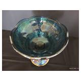 Indiana Harvest Grape Carnival Glass Pedestal Compote Dish