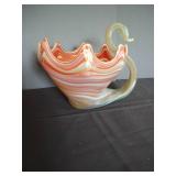 Blown Glass Swan 8" Bowl
