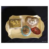 Vintage Trinket Boxes on Platter