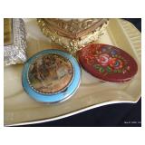 Vintage Trinket Boxes on Platter