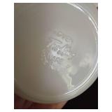 Fire King Swirl Milk Glass w/ Gold Trim, Setting of 4 w/ Cream + Sugar