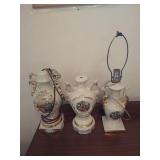 1940s George & Martha Washington Lamps & 1950s Victorian Colonial Lamp