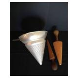 Aluminum Colander w/ Wooden Pestles