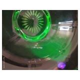 11" Uranium Green Depression Glass Pedestal Bowl