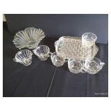 "Pebbletone" Hazel Atlas 8 pc set w/ Bowl w/ Cream + Sugar