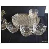 "Pebbletone" Hazel Atlas 8 pc set w/ Bowl w/ Cream + Sugar